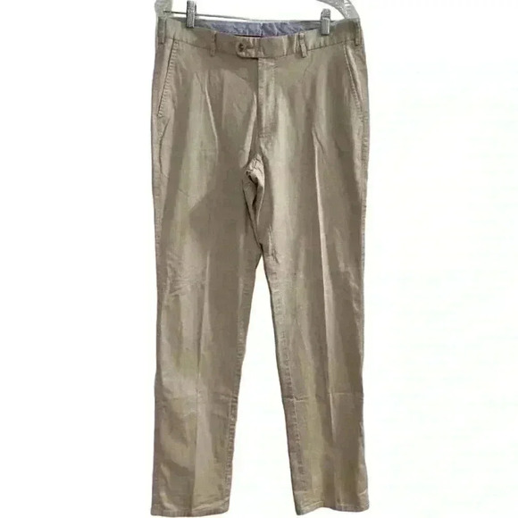Peter Millar Men's Chino Pants Size 33 Beige Flat Front Straight Leg - Picture 6 of 9